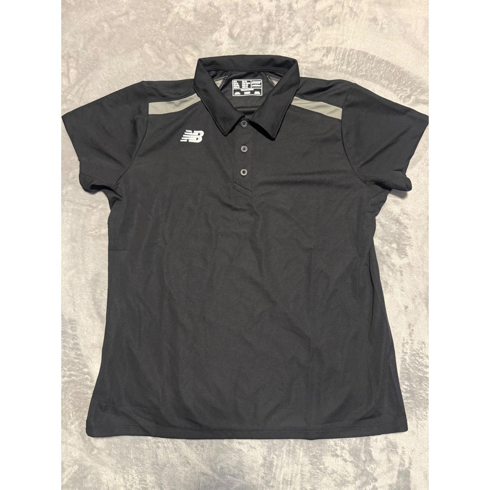 New Balance Polo Shirt Womens XL Black NB Dry Performance Short Sleeve Athletic